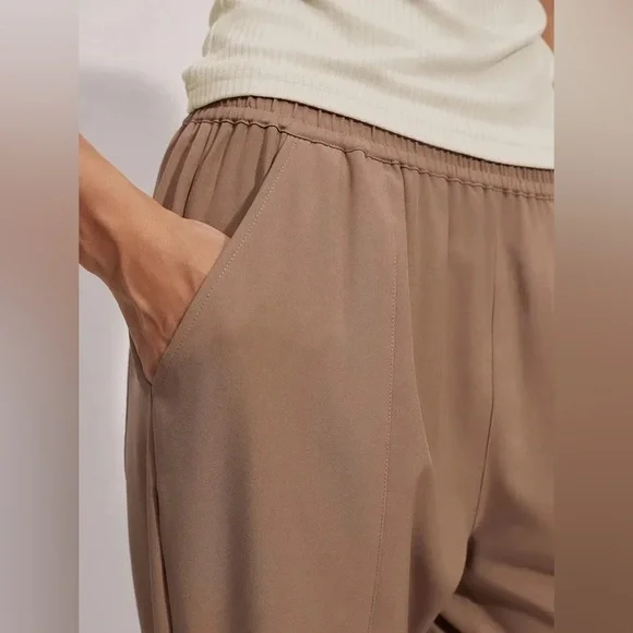 Varley Cypress Turn Up Stretch Twill Taupe Casual Neutral Relaxed Pants Small - Picture 5 of 11